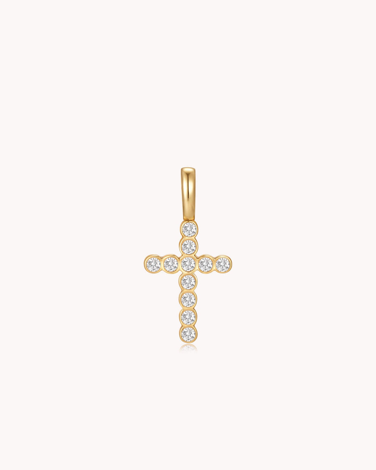 Gold Refined CZ Cross Cable Chain Necklace — 4