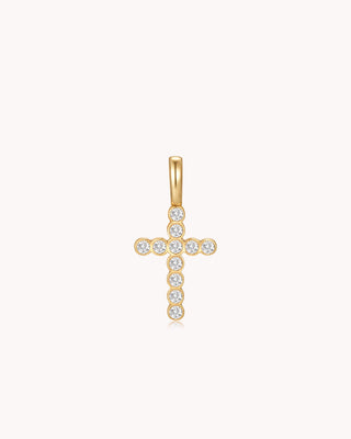 Gold Cubic Zirconia Refined Cross Pendant