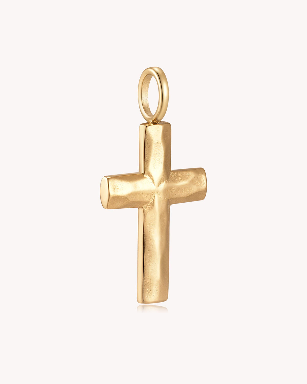 Gold Large Textured Cross Pendant — 2