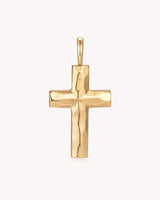 Gold Large Textured Cross Pendant