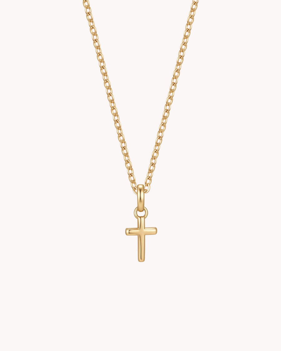 Gold Petite Classic Cross Cable Chain Necklace