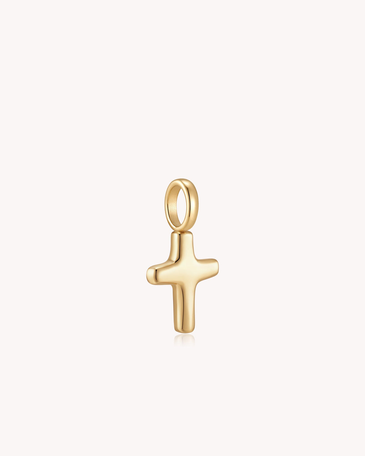 Gold Petite Puff Cross Pendant — 2