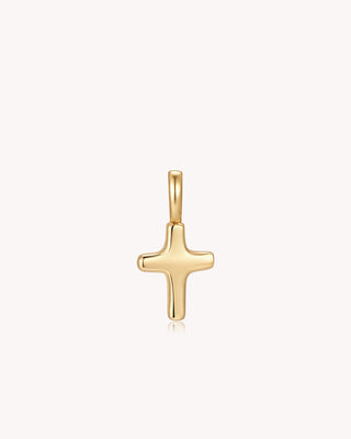 Gold Petite Puff Cross Pendant
