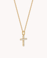 Gold Refined CZ Cross Cable Chain Necklace — 2