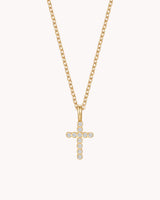 Gold Refined CZ Cross Cable Chain Necklace