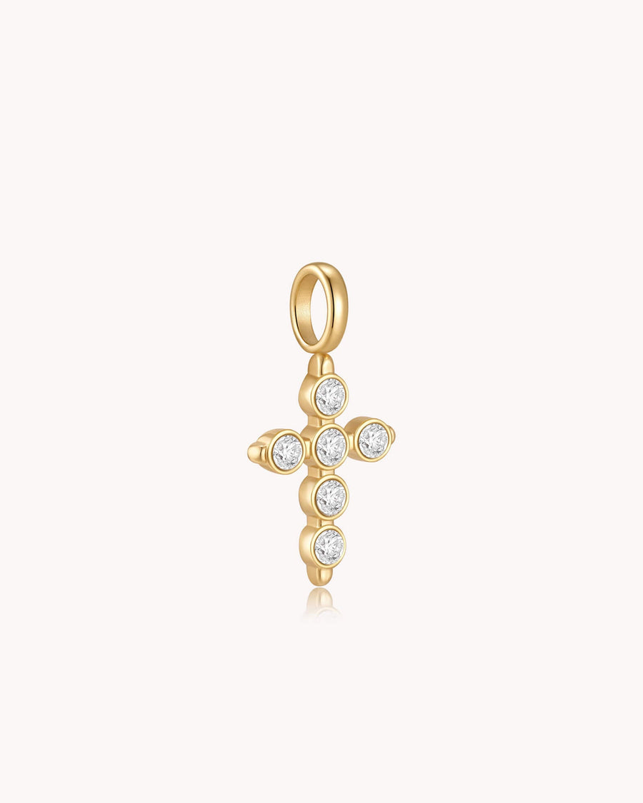 Cubic Zirconia Delicate Gold Cross Pendant