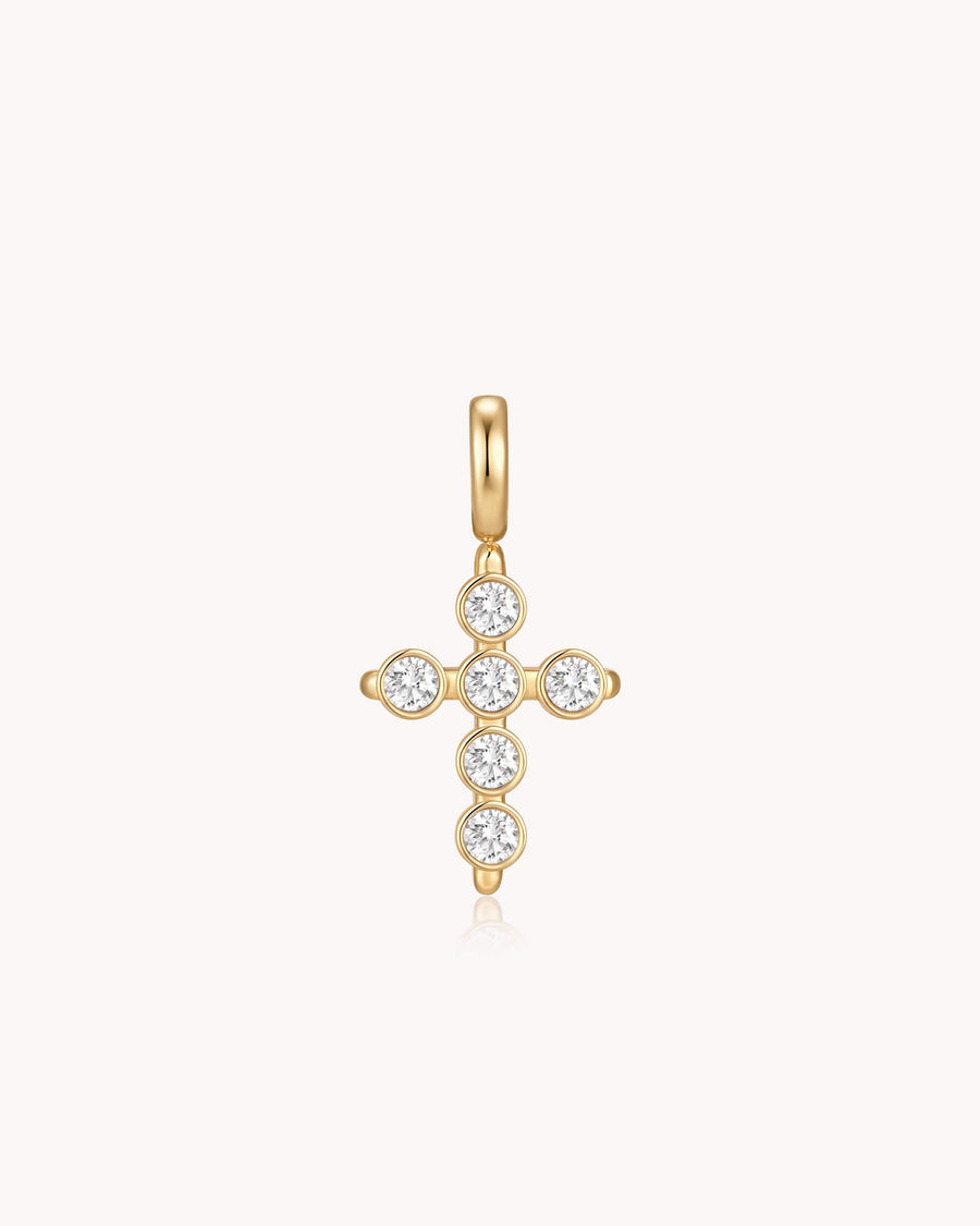 Cubic Zirconia Delicate Gold Cross Pendant