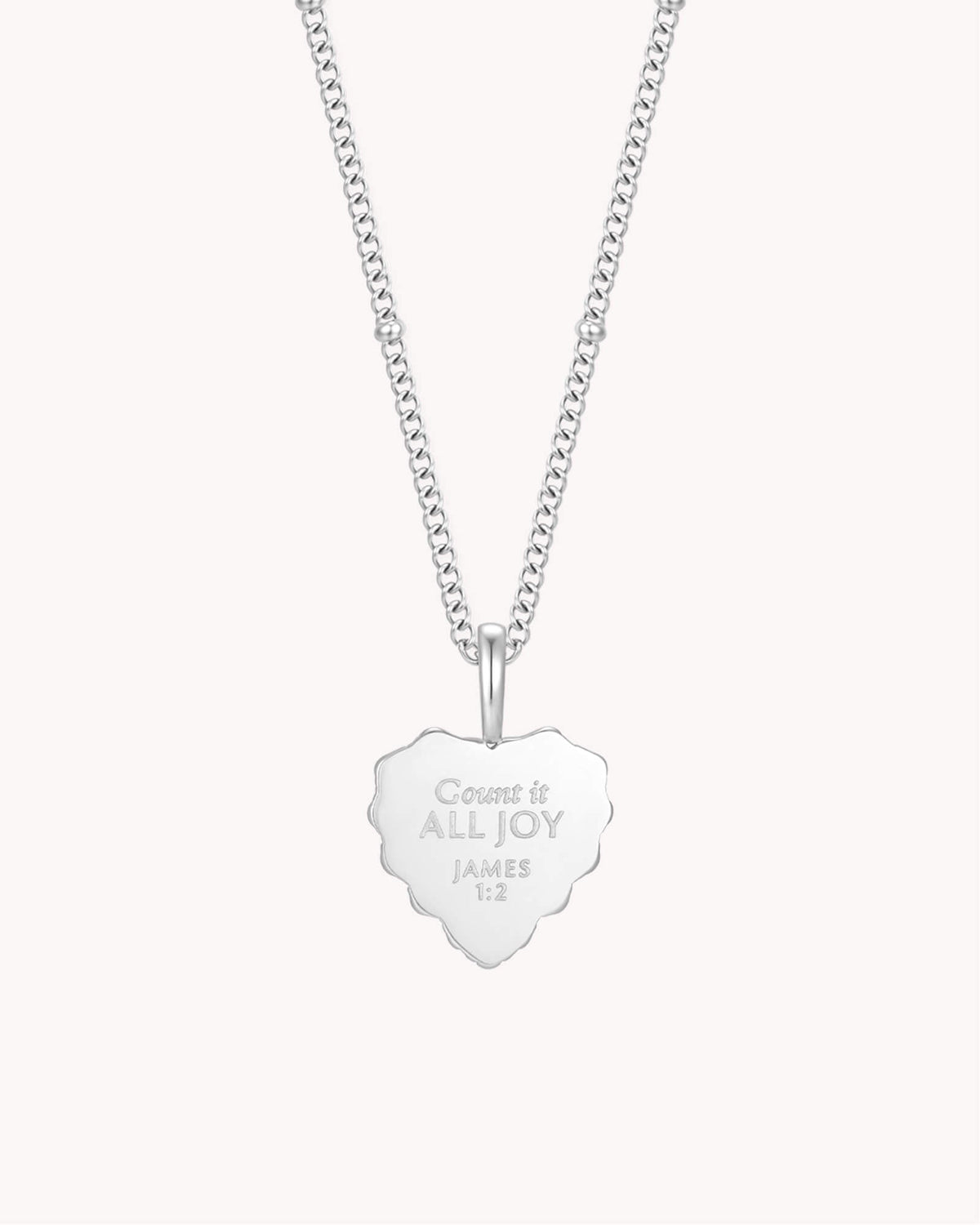 James 1:2 Count It All Joy White Gold Heart Necklace — 2