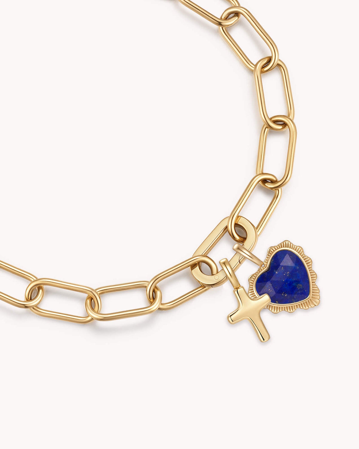 James 1:2 Gold Heart Puff Cross Charm Bracelet — 2