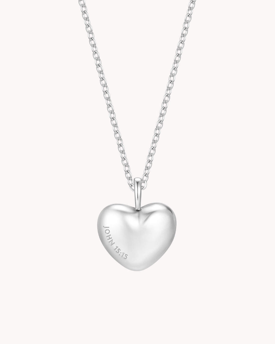John 15:15 Called You Friends White Gold Heart Necklace