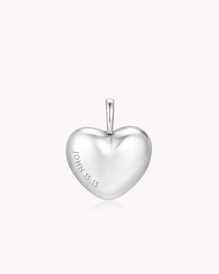 I Have Called You Friends John 15:15 White Gold Heart Pendant