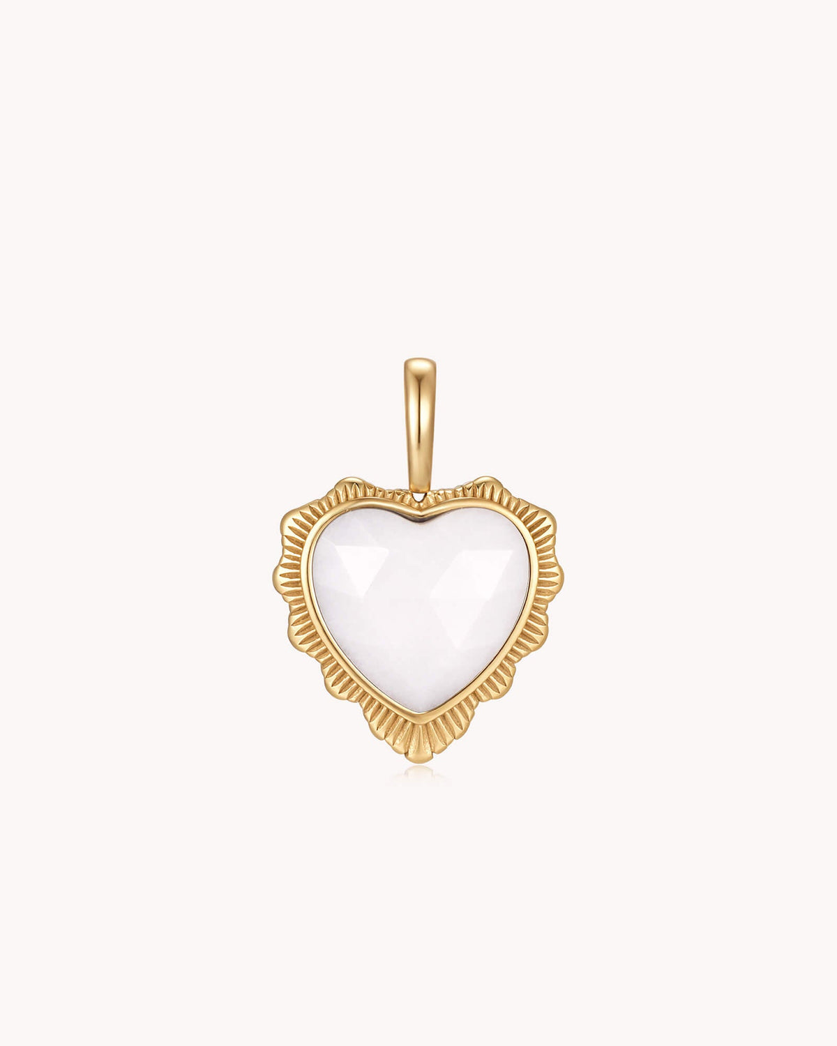 Take Heart John 16:33 Gold White Onyx Heart Pendant