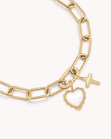 John 16:33 Gold Heart Puff Cross Charm Bracelet — 2