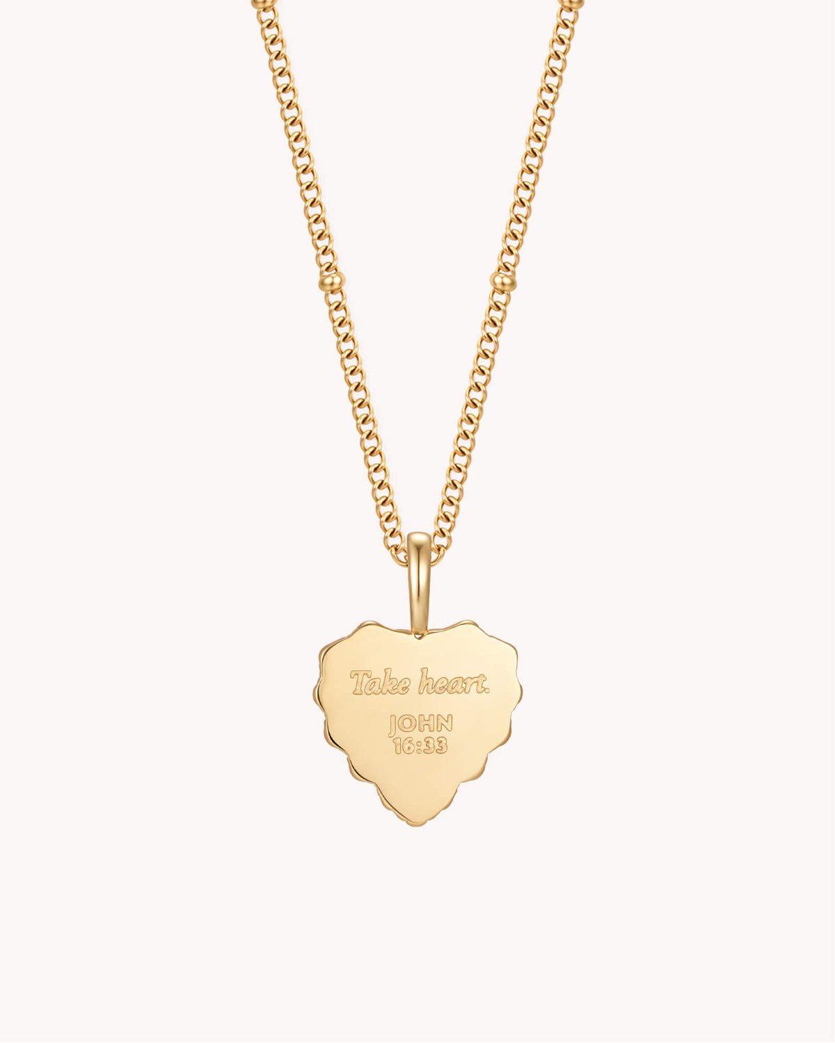 John 16:33 Take Heart Gold Heart Necklace — 2