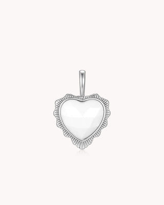Take Heart John 16:33 White Gold White Onyx Heart Pendant