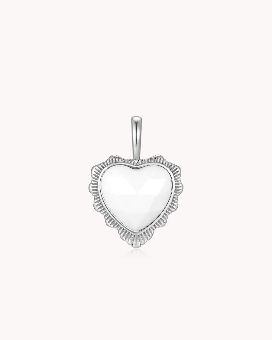 Take Heart John 16:33 White Gold White Onyx Heart Pendant
