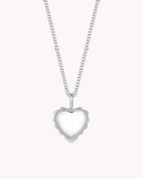 John 16:33 Take Heart White Gold Heart Necklace
