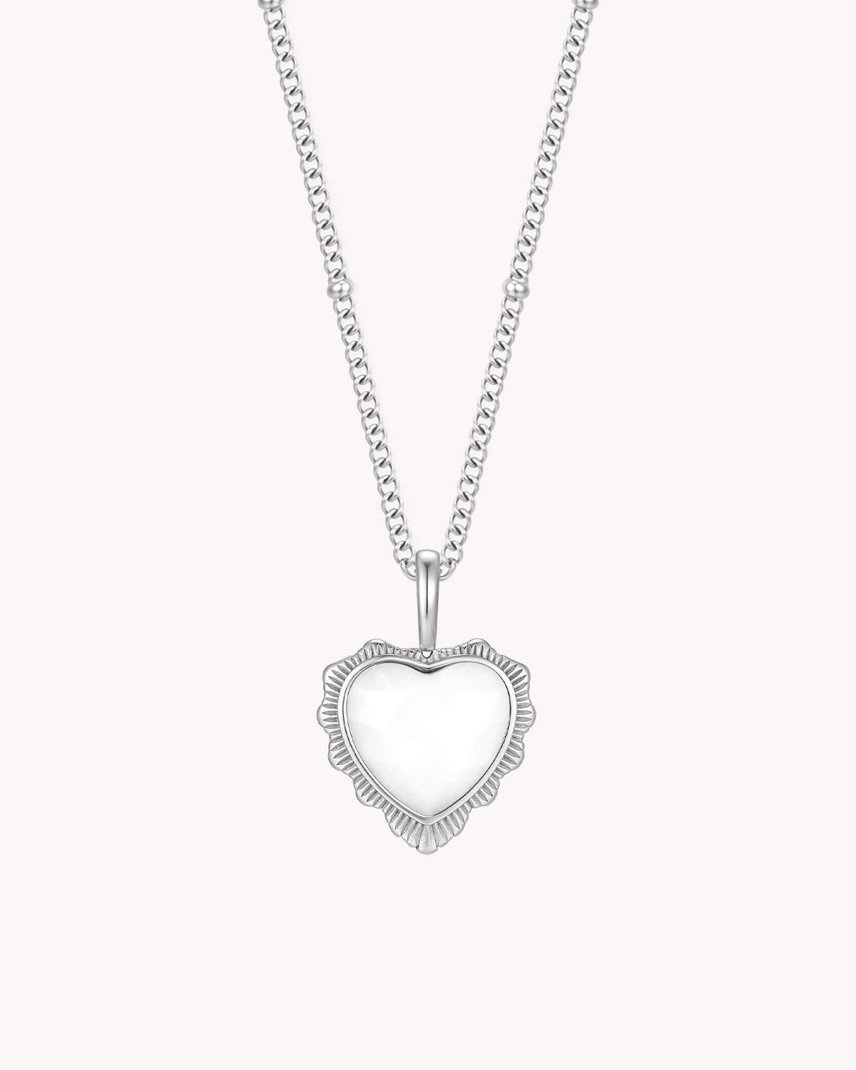 John 16:33 Take Heart White Gold Heart Necklace