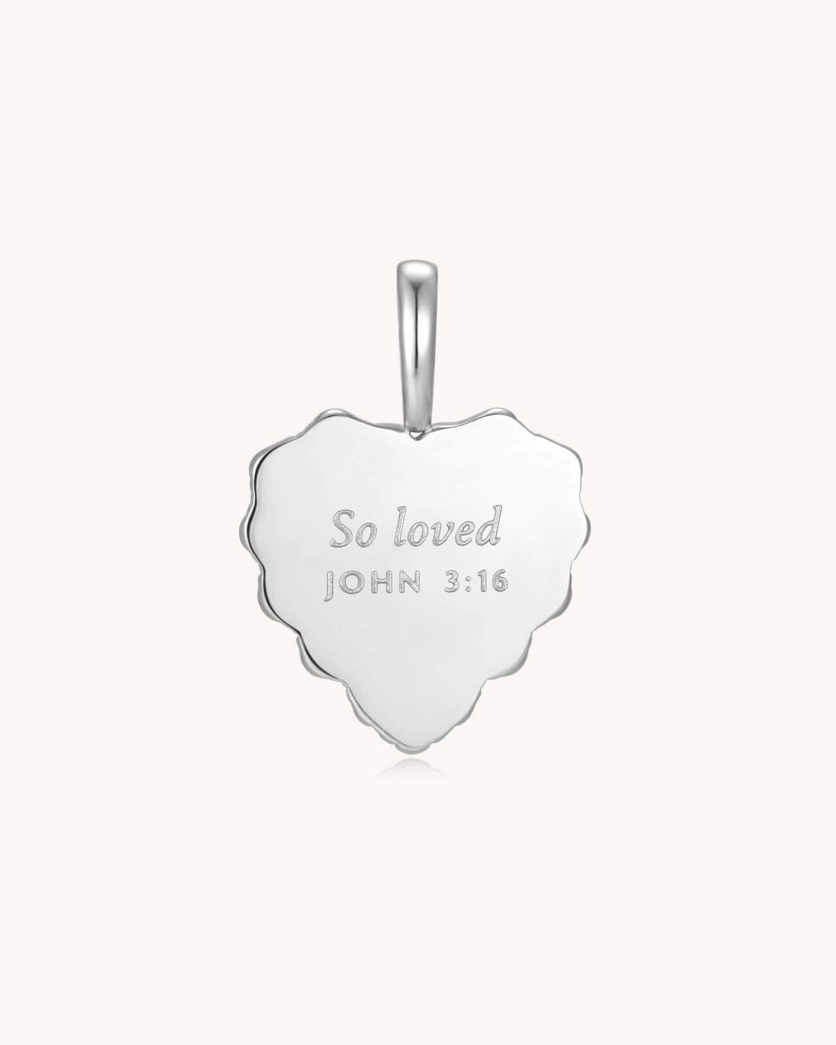 John 3:16 White Gold Heart Puff Cross Charm Bracelet — 3