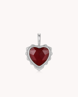 So Loved John 3:16 White Gold Red Agate Heart Pendant
