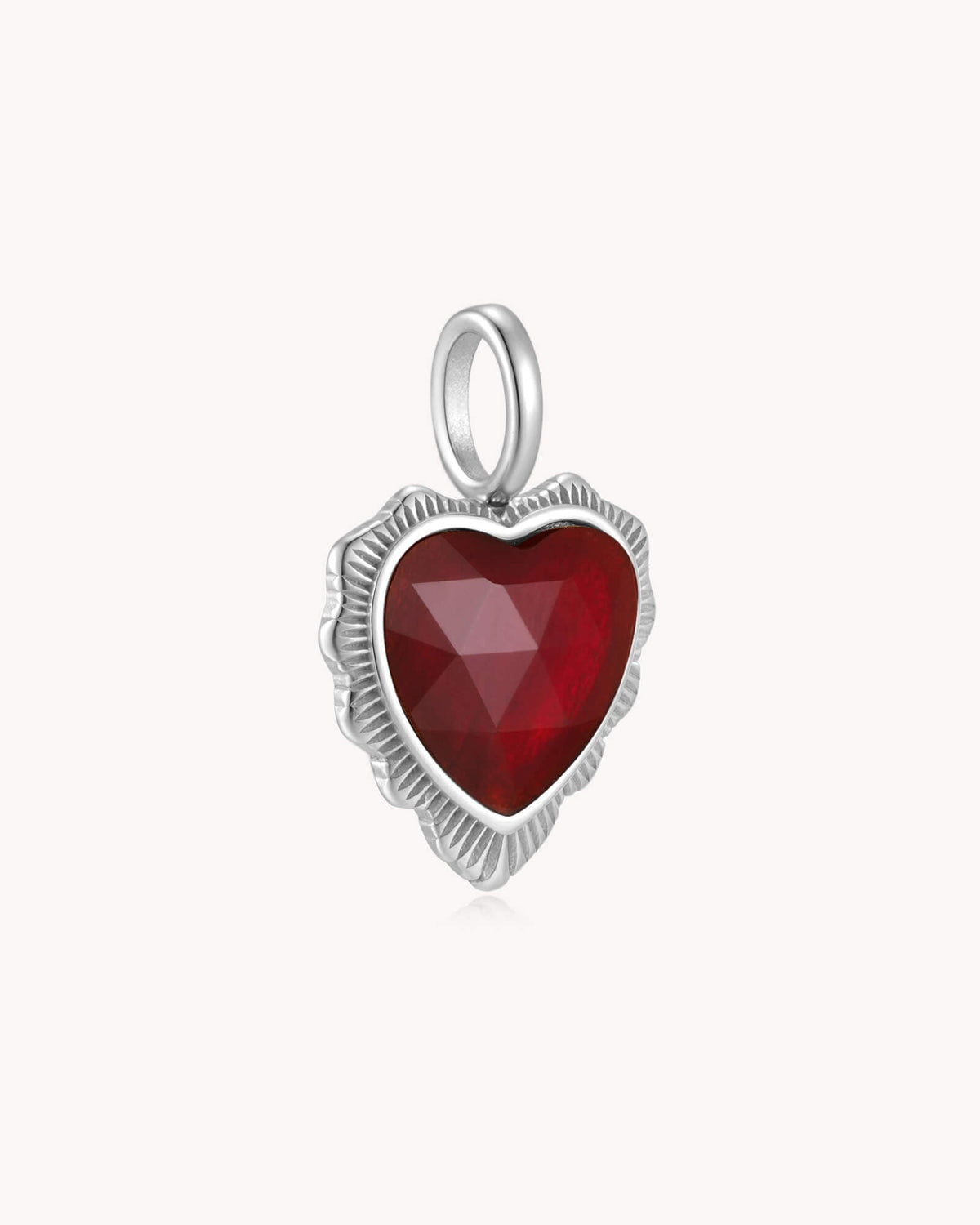 So Loved John 3:16 White Gold Red Agate Heart Pendant — 3