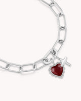 John 3:16 White Gold Heart Puff Cross Charm Bracelet — 2