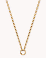 Large Cable Chain Gold Necklace with Circle Annex Link