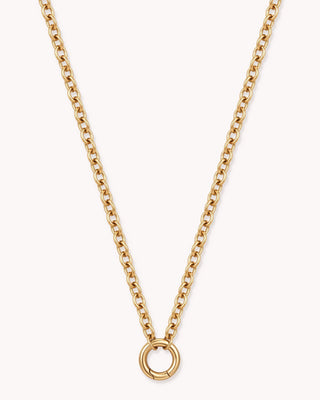 Large Cable Chain Gold Necklace with Circle Annex Link