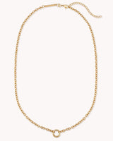 Large Cable Chain Gold Necklace with Circle Annex Link — 2