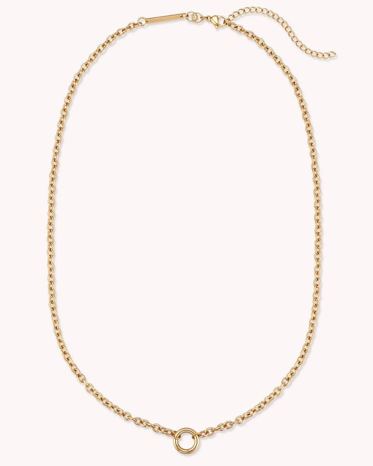 Large Cable Chain Gold Necklace with Circle Annex Link — 2