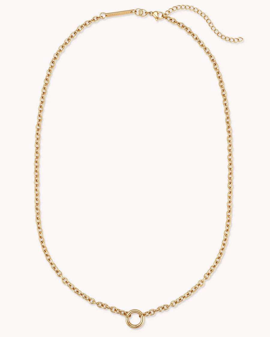 Large Cable Chain Gold Necklace with Circle Annex Link