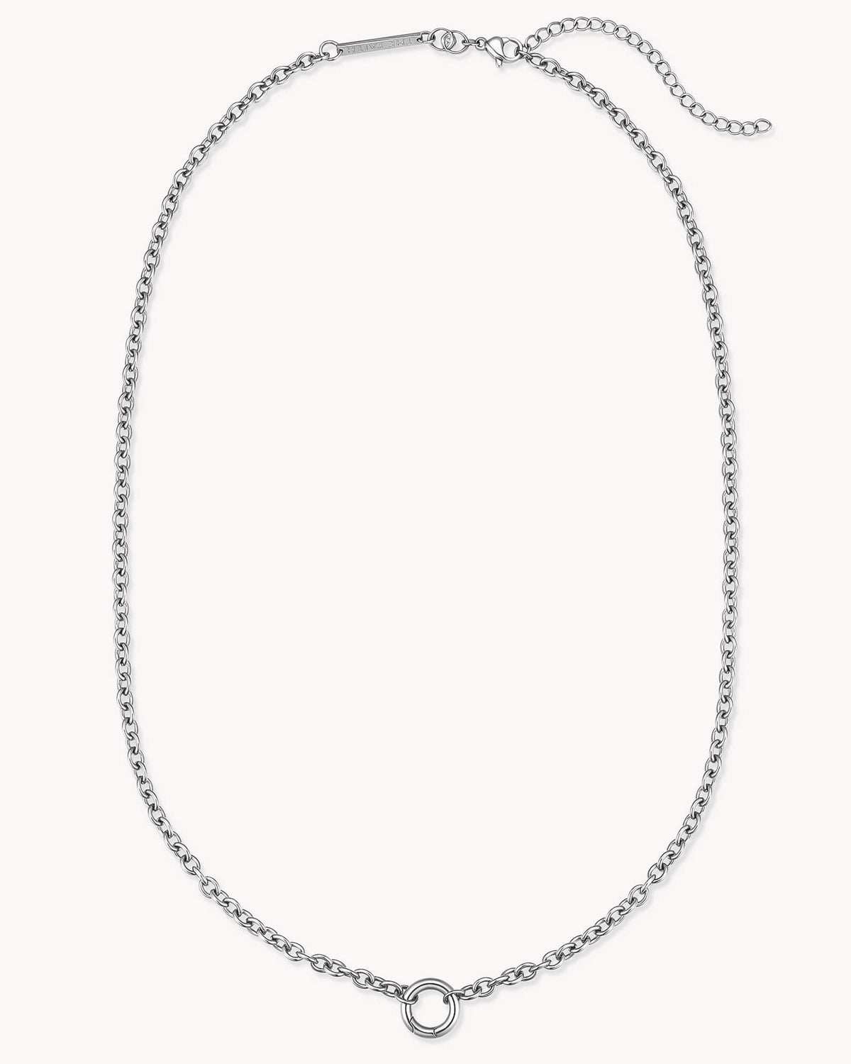 Large Cable Chain Stainless Steel Necklace with Circle Annex Link — 2