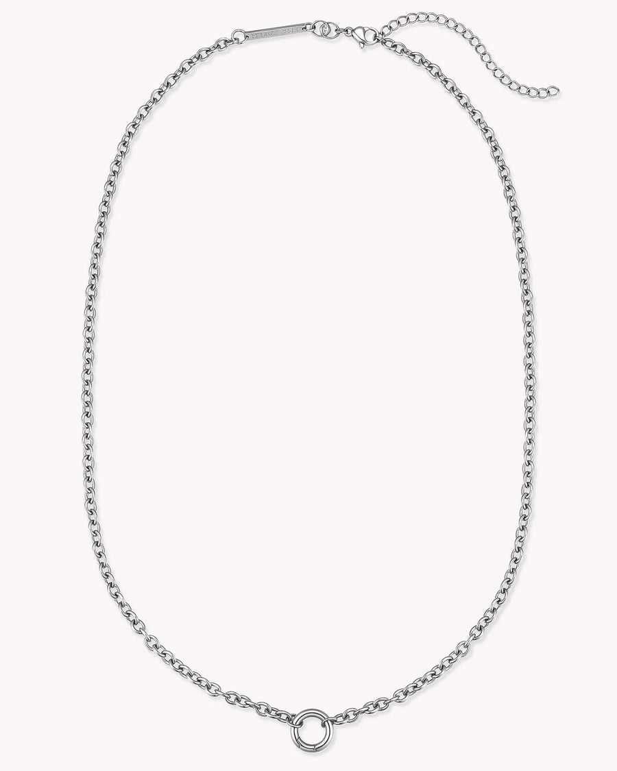 Large Cable Chain Stainless Steel Necklace with Circle Annex Link