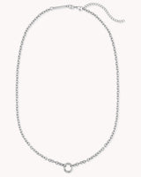 Large Cable Chain White Gold Necklace with Circle Annex Link — 3