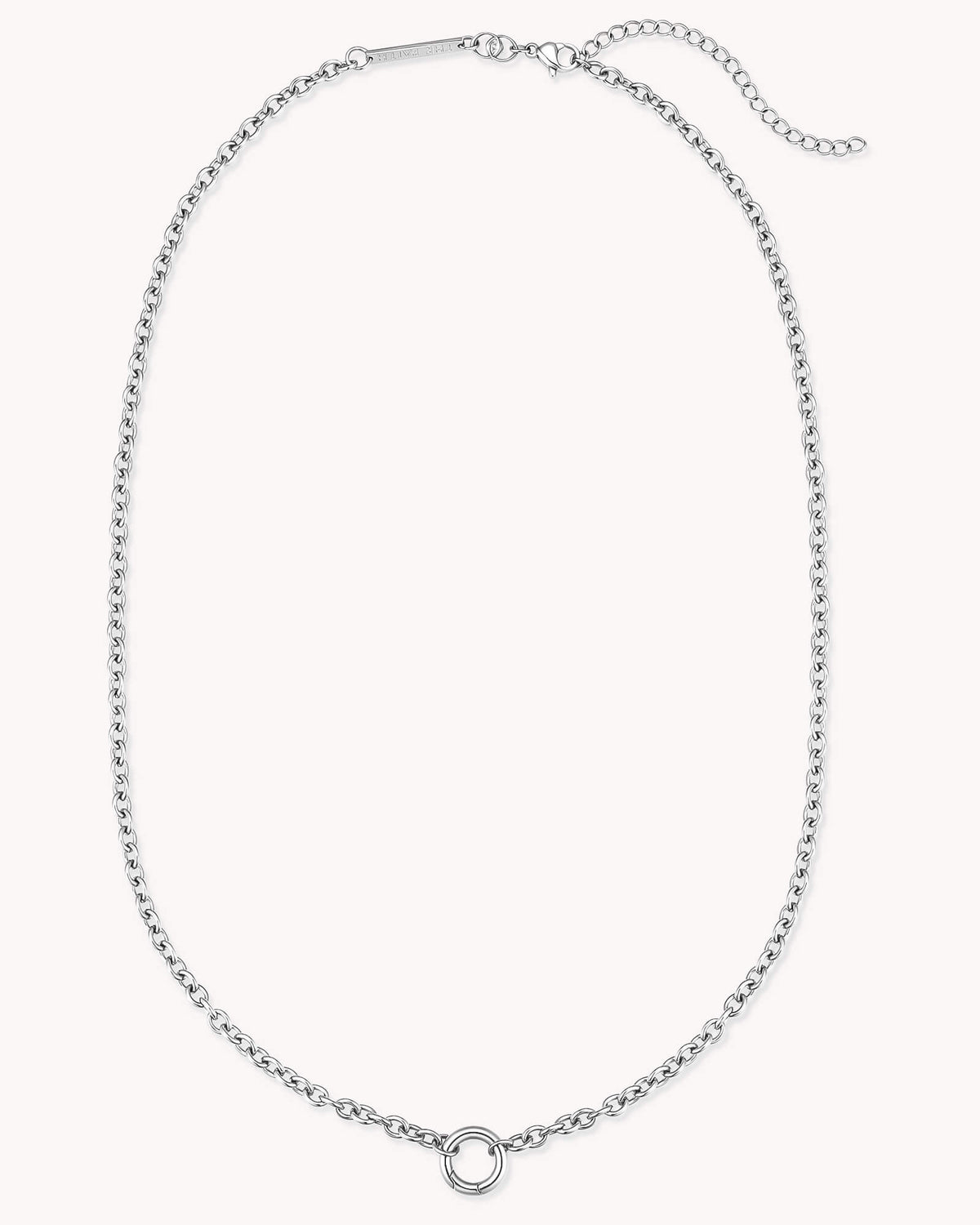 Large Cable Chain White Gold Necklace with Circle Annex Link — 3