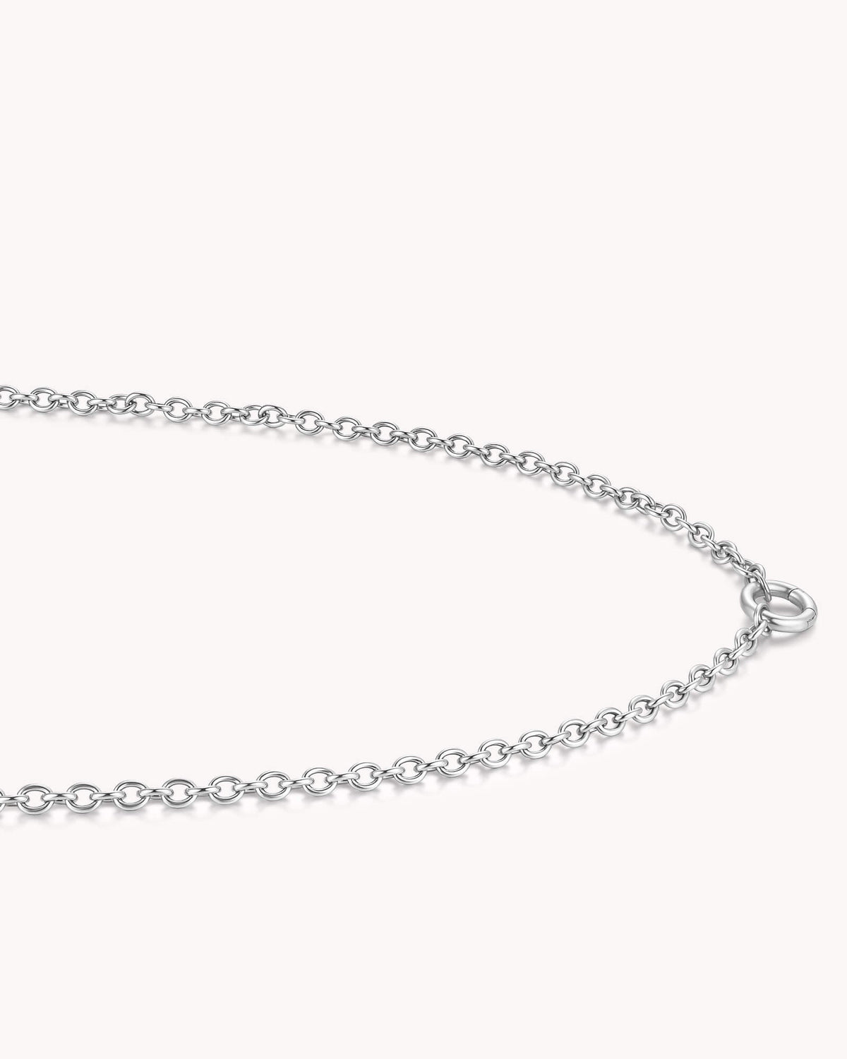 Large Cable Chain White Gold Necklace with Circle Annex Link — 2