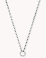 Large Cable Chain White Gold Necklace with Circle Annex Link