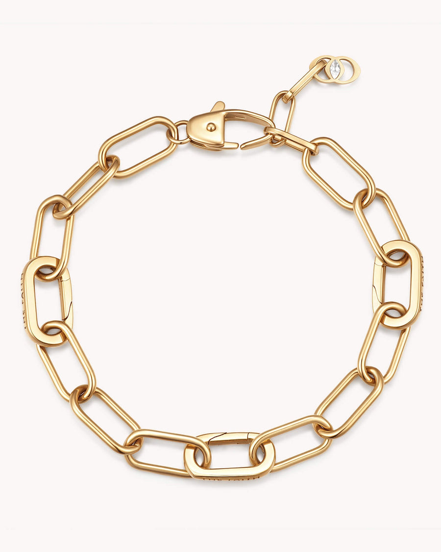 Large Link Chain Gold Bracelet with Three Annex Links