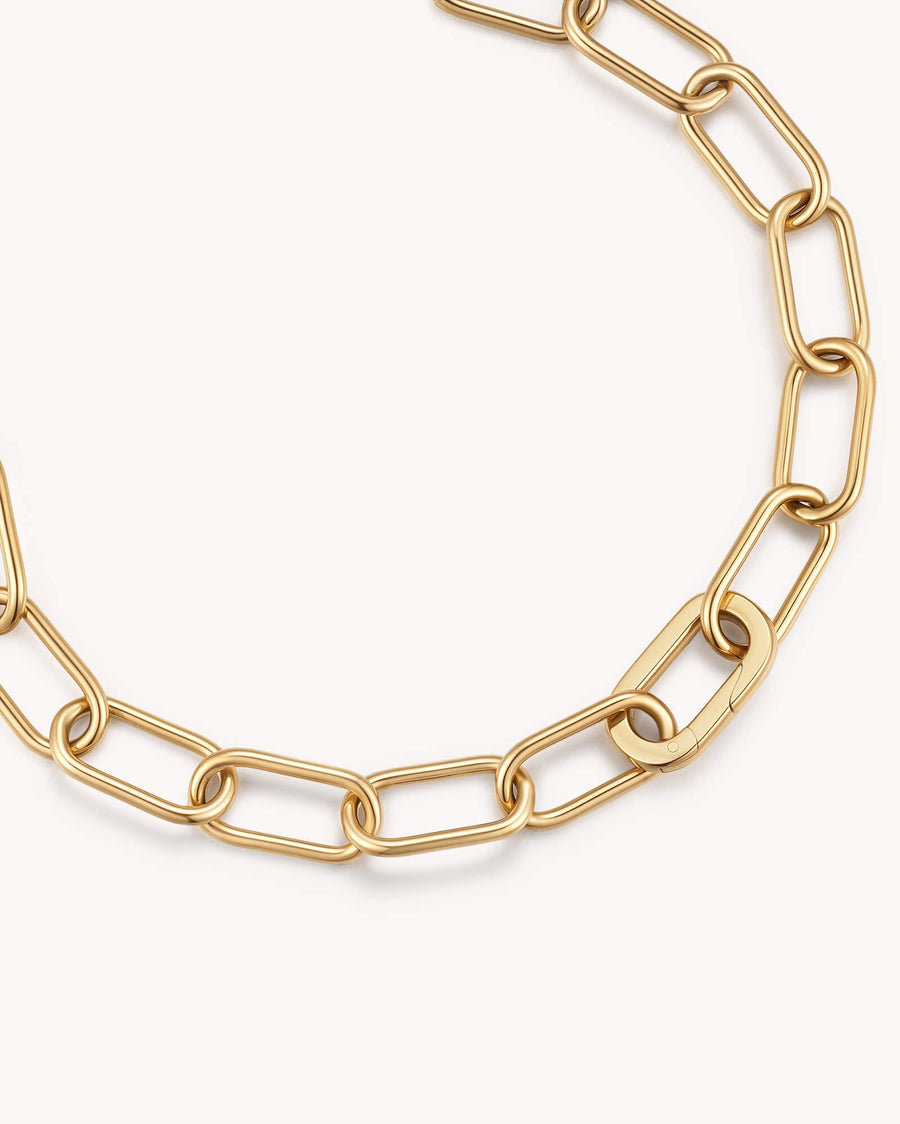 Large Link Chain Gold Bracelet with Annex Link