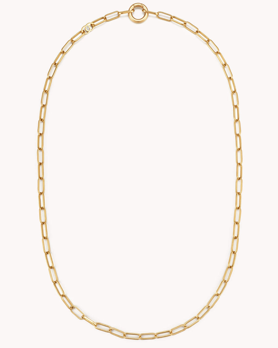 Link Chain Gold Necklace with Circle Annex Link