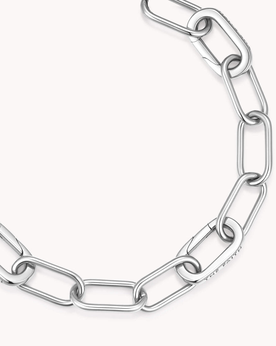 Large Link Chain White Gold Bracelet with Three Annex Links