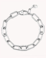 Large Link Chain White Gold Bracelet with Three Annex Links