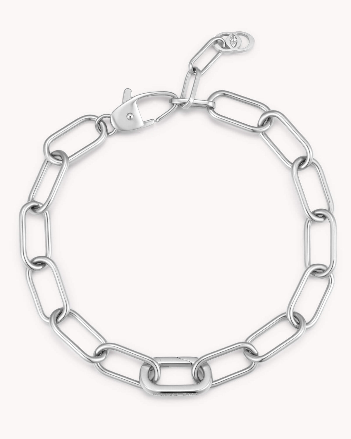 Large Link Chain White Gold Bracelet with Annex Link