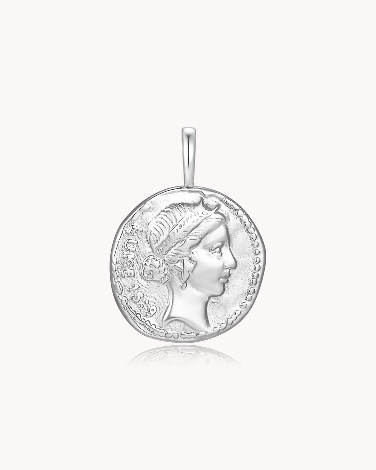 FOUND Luke 15:9 White Gold Coin Pendant — 2