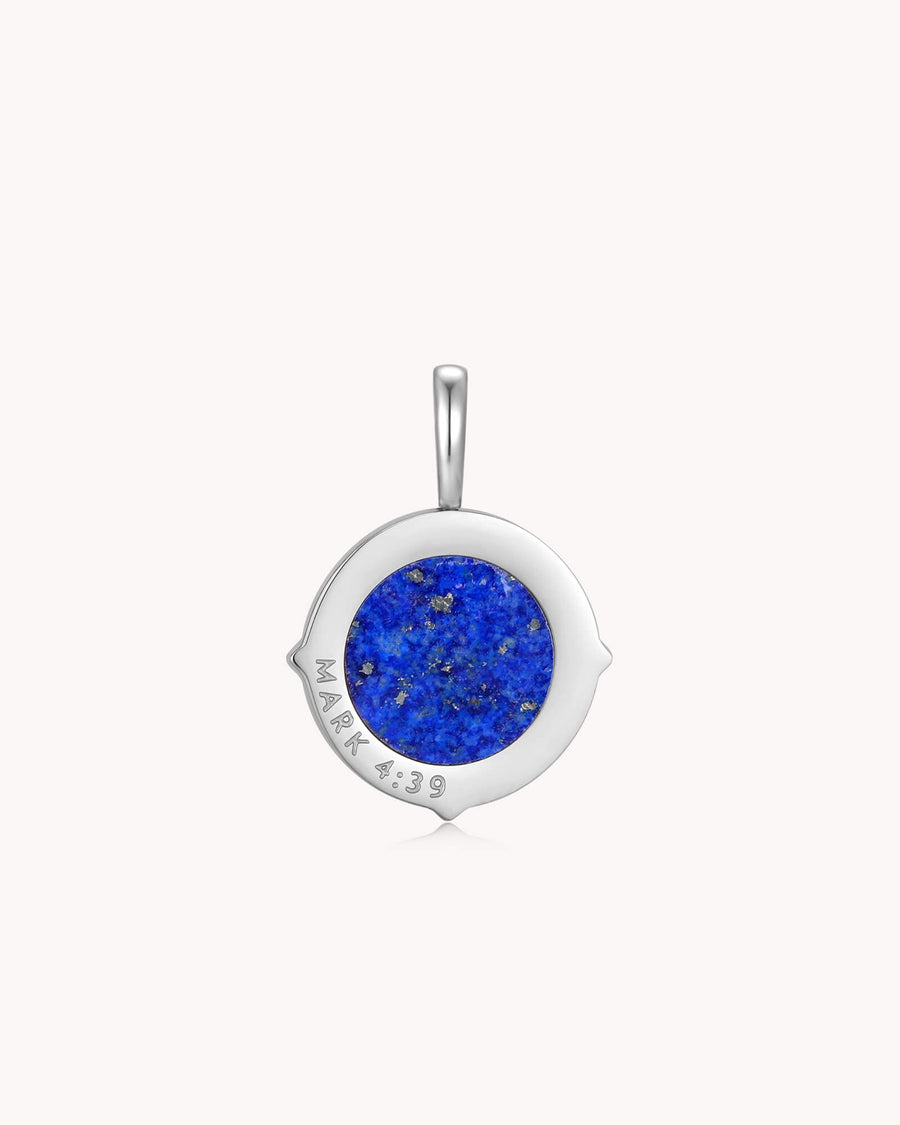 Peace Be Still Mark 4:39 White Gold Pendant