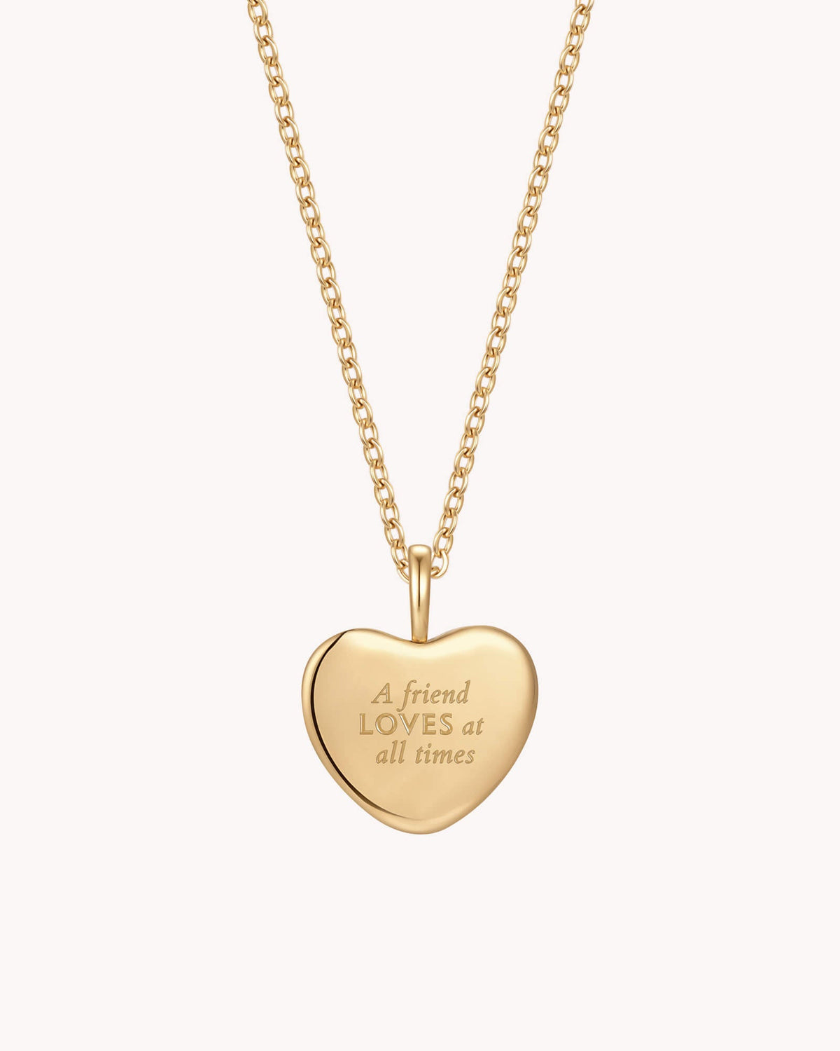 Proverbs 17:17 A Friend Loves Gold Heart Necklace — 2