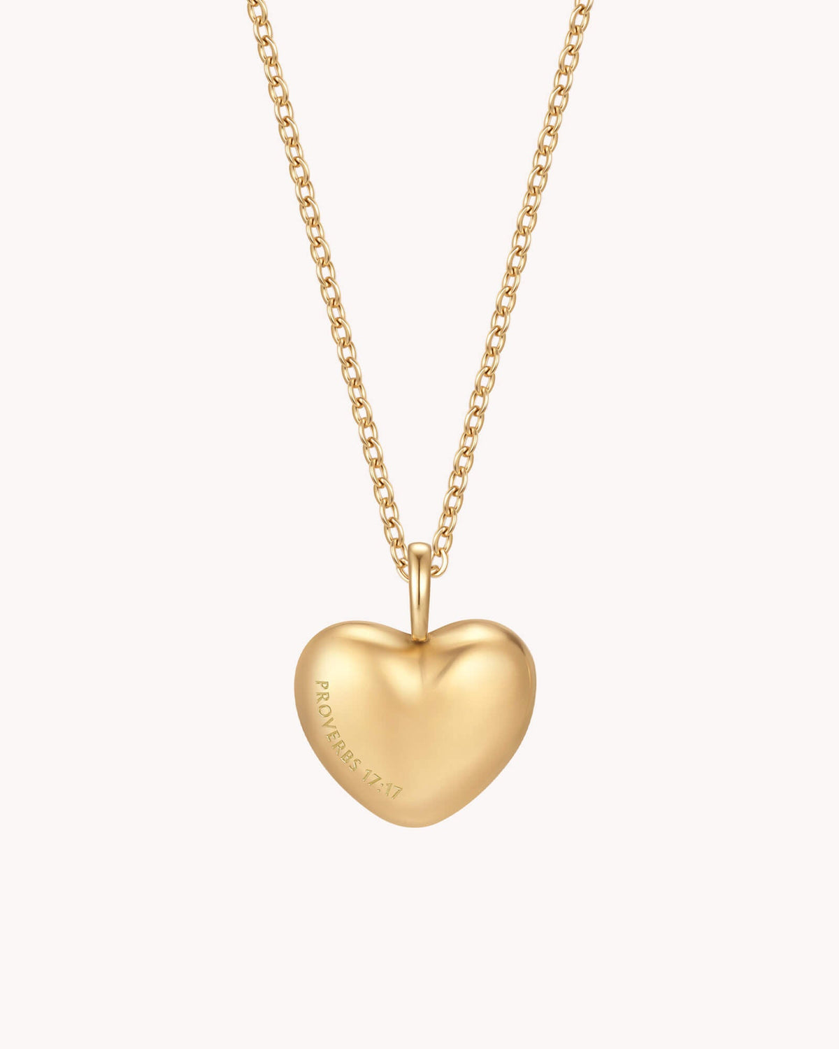 Proverbs 17:17 A Friend Loves Gold Heart Necklace