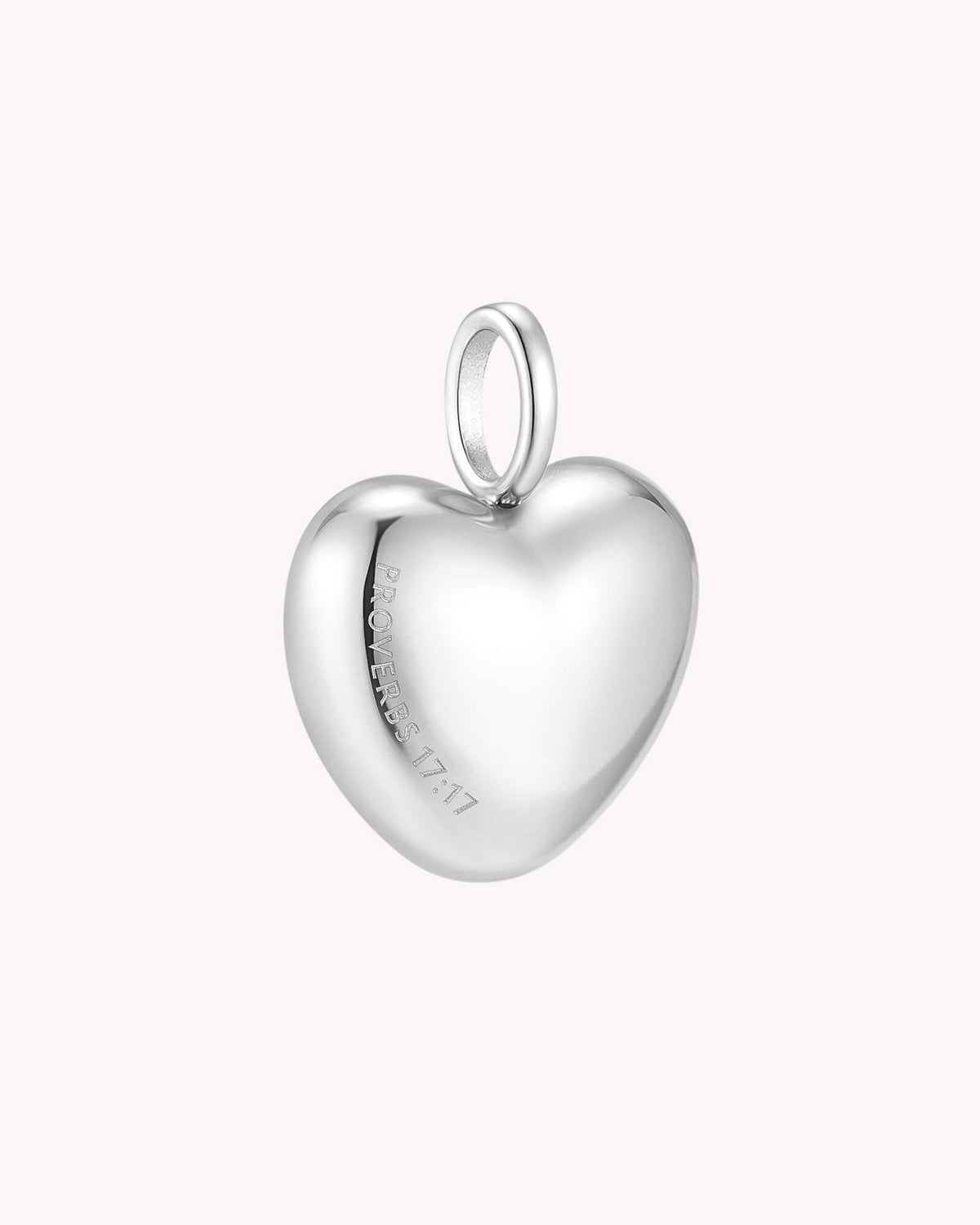 A Friend Loves at All Times Proverbs 17:17 White Gold Heart Pendant — 3