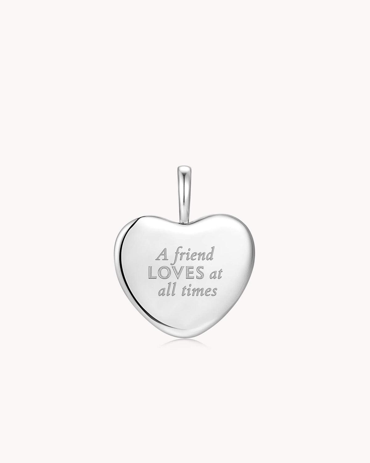 Proverbs 17:17 A Friend Loves White Gold Heart Necklace — 4