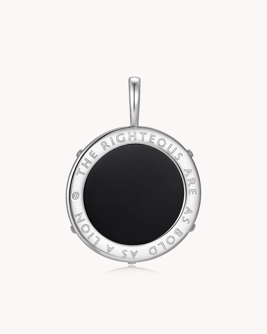 Bold as a Lion Proverbs 28:1 Stainless Steel Onyx Medallion